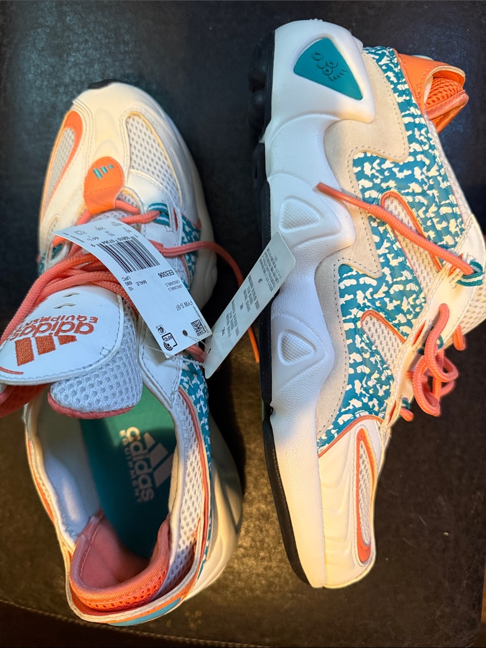 adidas Mens White Teal & Coral Athletic Sneakers